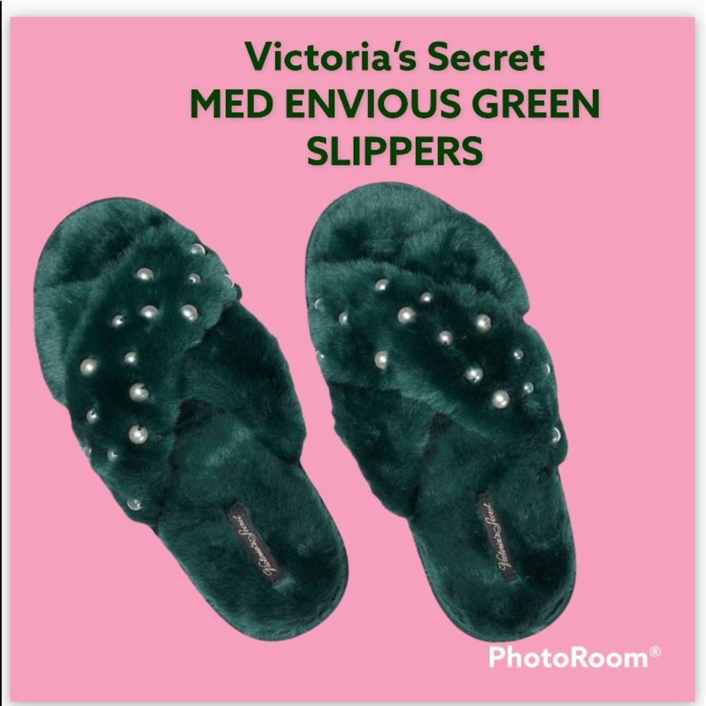 COPY - Victoria’s Secret ENVIOUS GREEN EMBELLISHED SLIPPERS